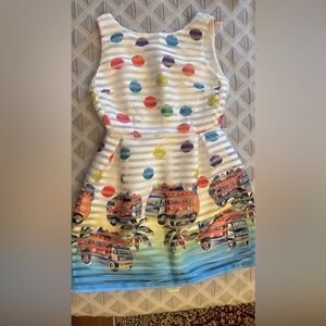 Joymiss White Striped Dress colorful polka dots design approximately size L